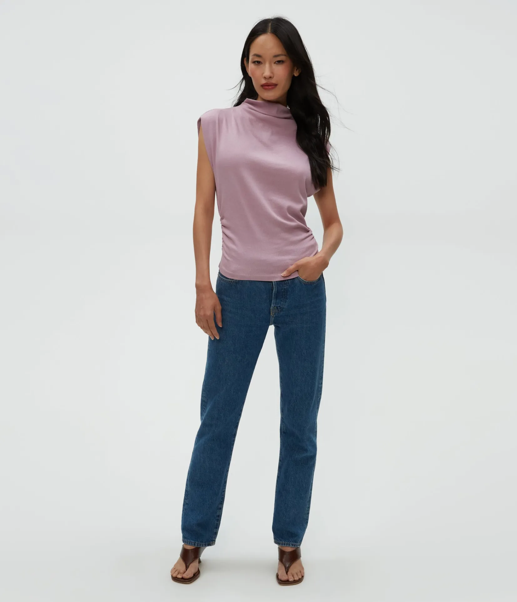 amara_power_shoulder_tee_16.webp Michael Stars Amara Power Shoulder Tee- Tops, Blouses & Shirts | T-Shirts