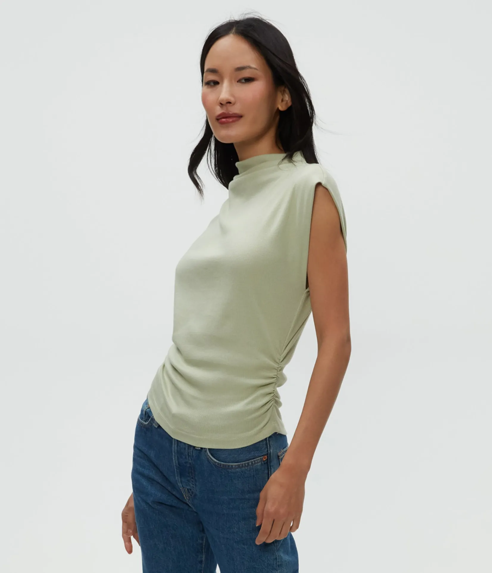 amara_power_shoulder_tee_2.webp Michael Stars Amara Power Shoulder Tee- Tops, Blouses & Shirts | T-Shirts