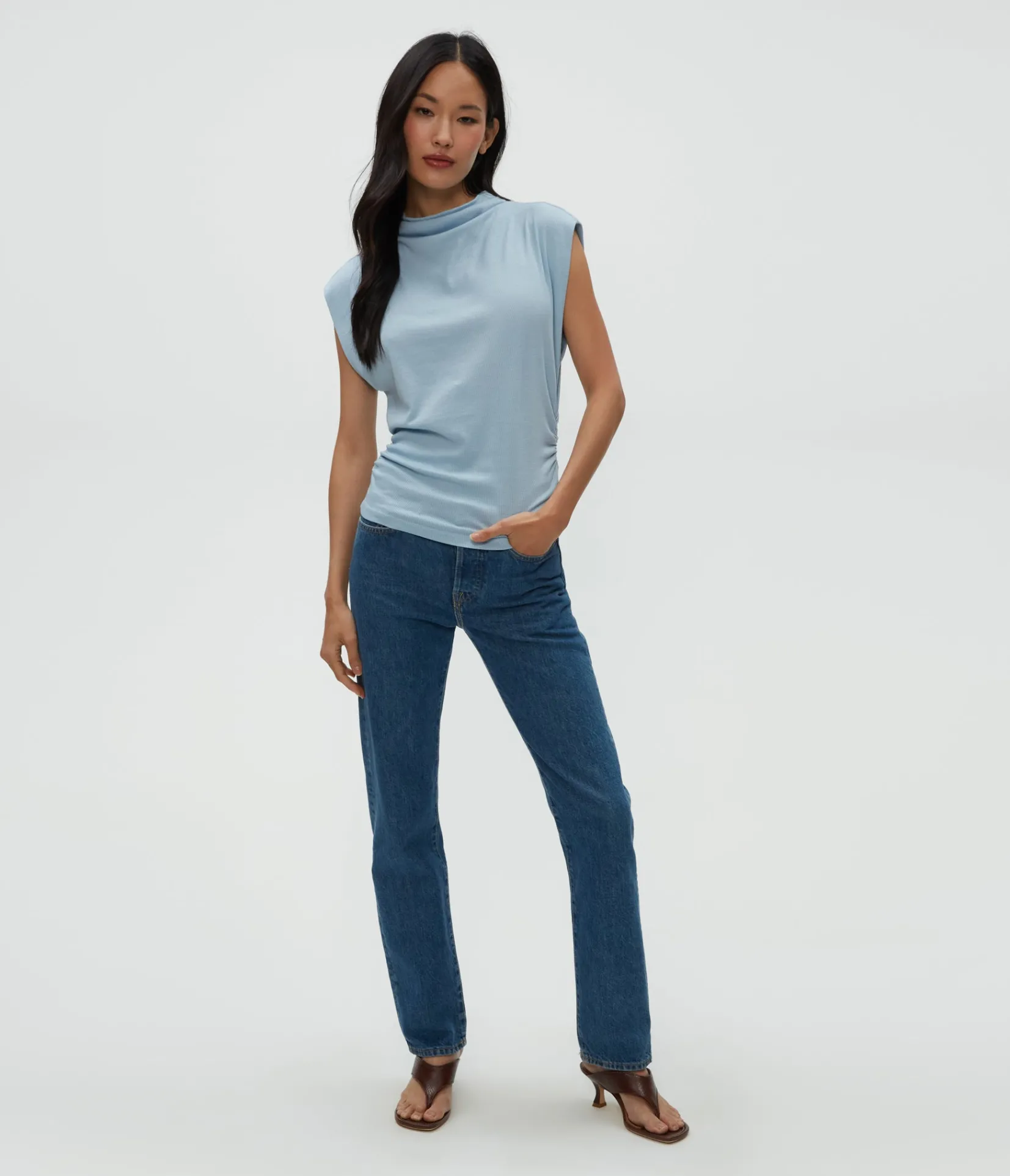 amara_power_shoulder_tee_21.webp Michael Stars Amara Power Shoulder Tee- Tops, Blouses & Shirts | T-Shirts