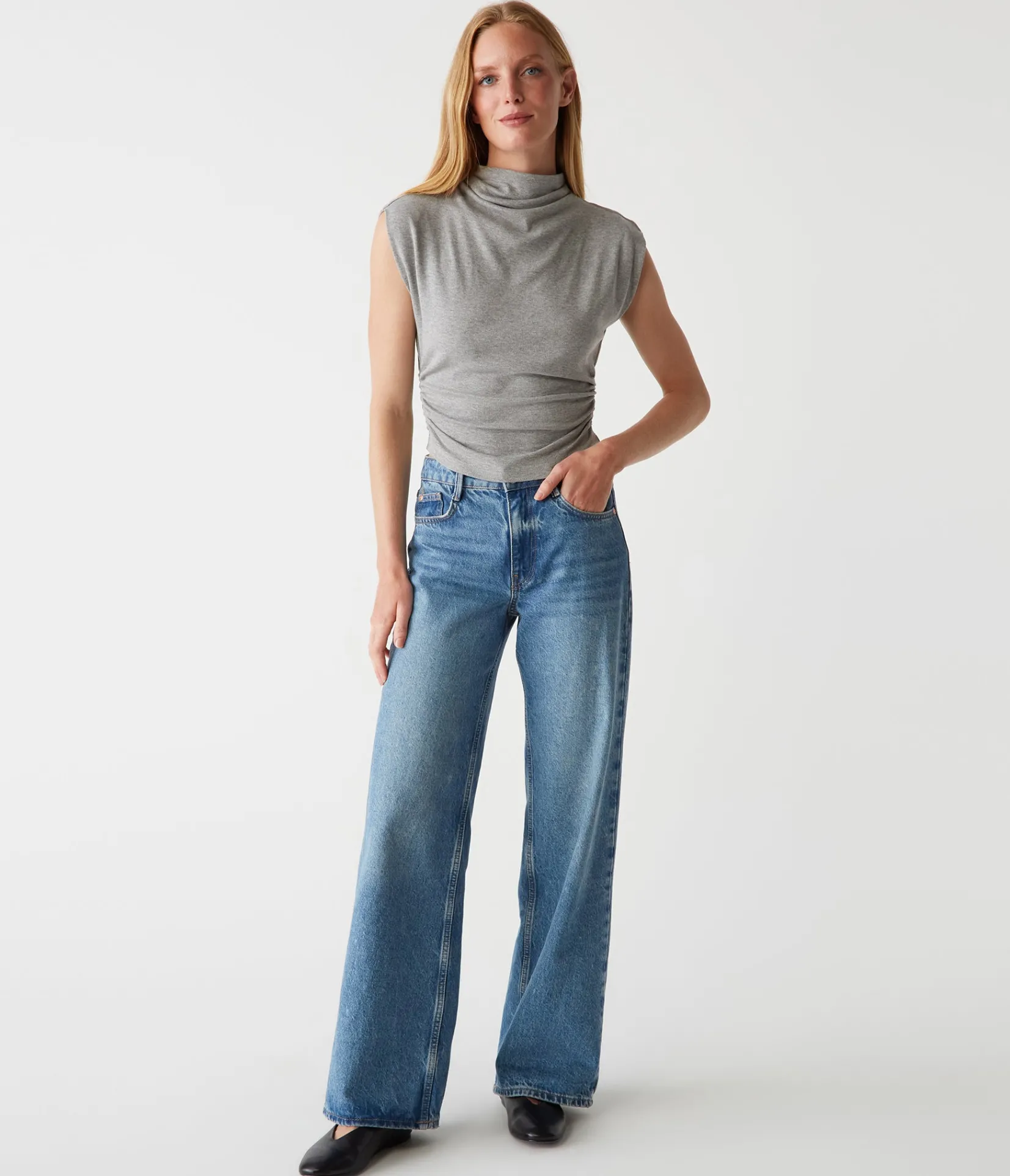 amara_power_shoulder_tee_33.webp Michael Stars Amara Power Shoulder Tee- Tops, Blouses & Shirts | T-Shirts