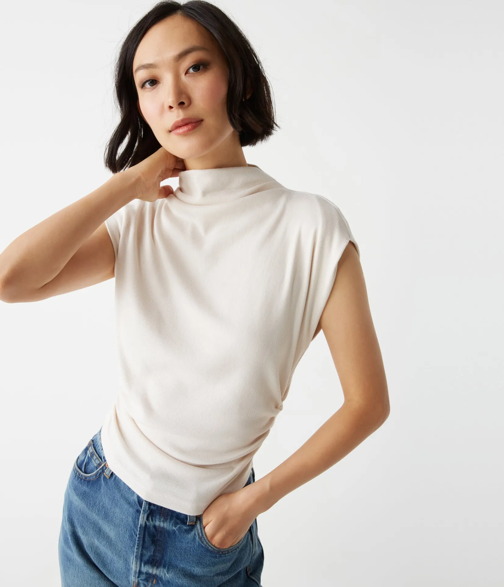 amara_power_shoulder_tee_48.webp Michael Stars Amara Power Shoulder Tee- Tops, Blouses & Shirts | T-Shirts
