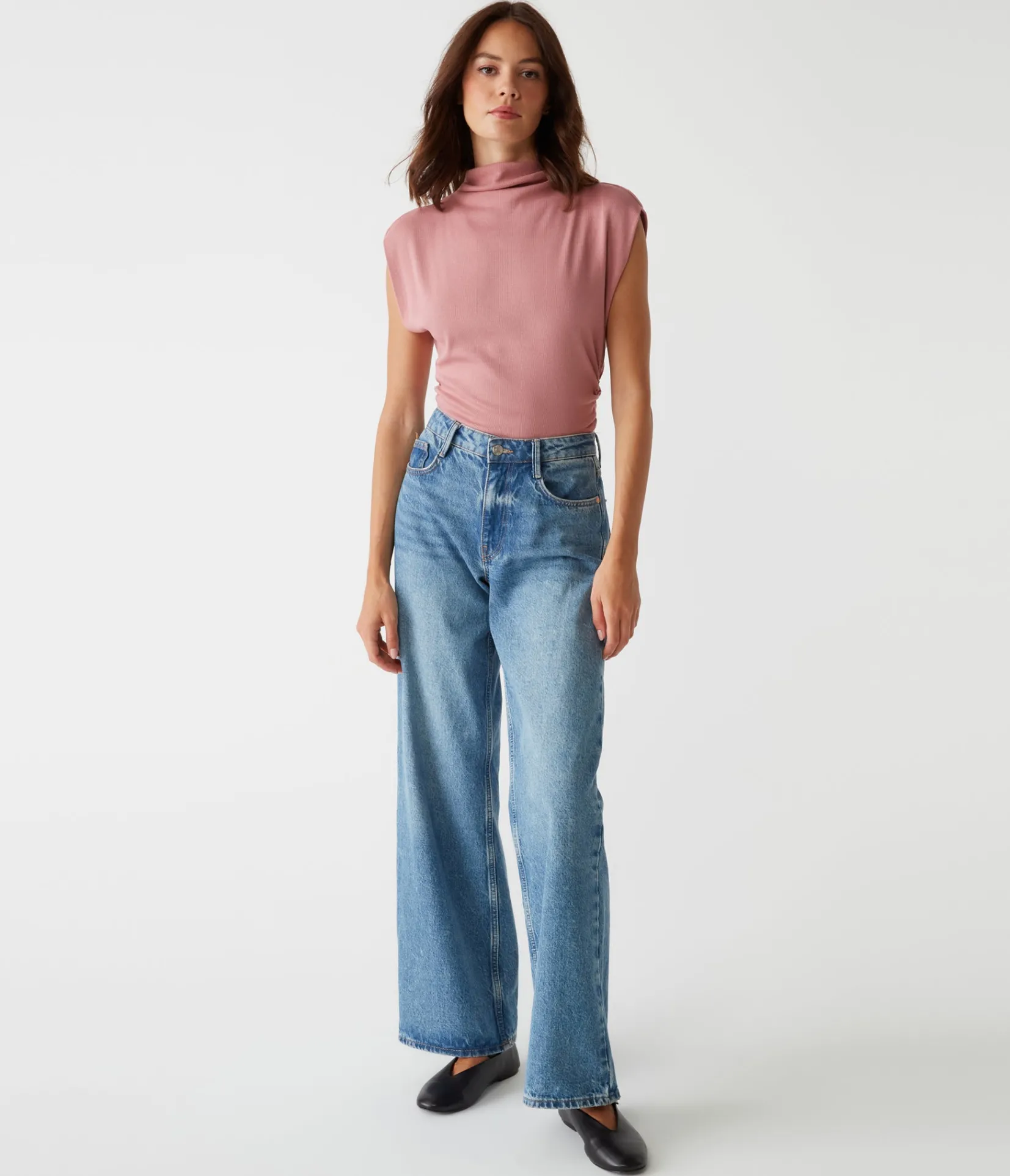 amara_power_shoulder_tee_53.webp Michael Stars Amara Power Shoulder Tee- Tops, Blouses & Shirts | T-Shirts