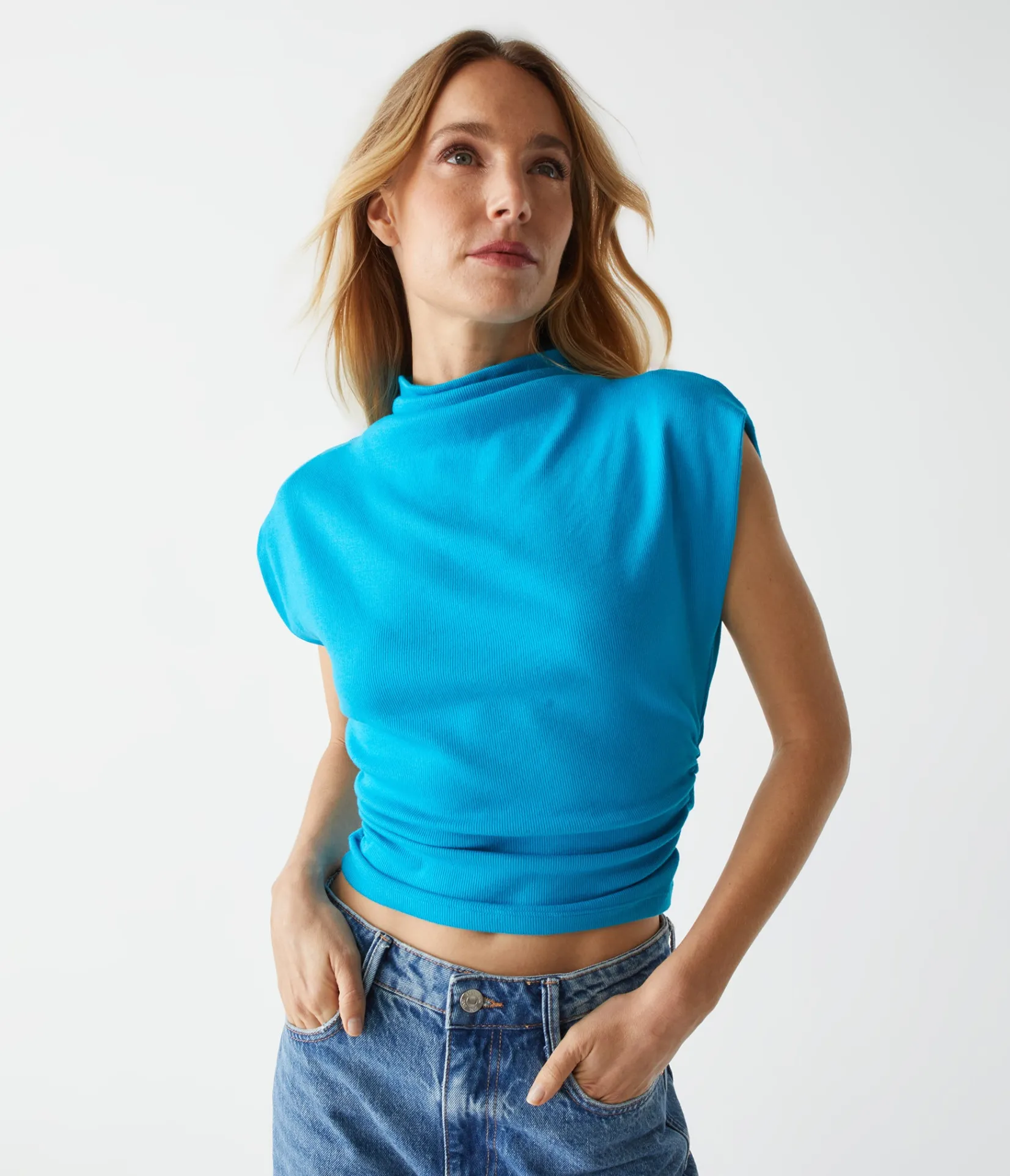 amara_power_shoulder_tee_56.webp Michael Stars Amara Power Shoulder Tee- Tops, Blouses & Shirts | T-Shirts