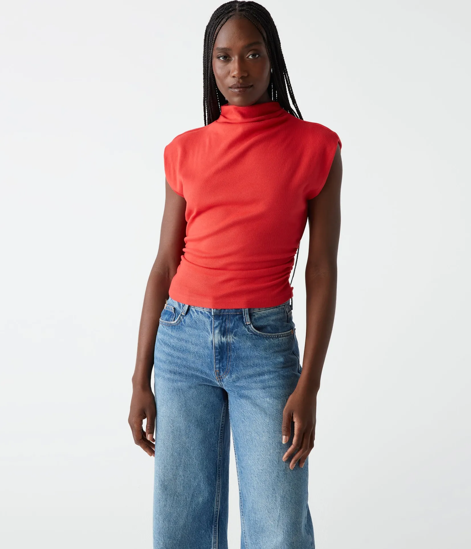 amara_power_shoulder_tee_68.webp Michael Stars Amara Power Shoulder Tee- Tops, Blouses & Shirts | T-Shirts