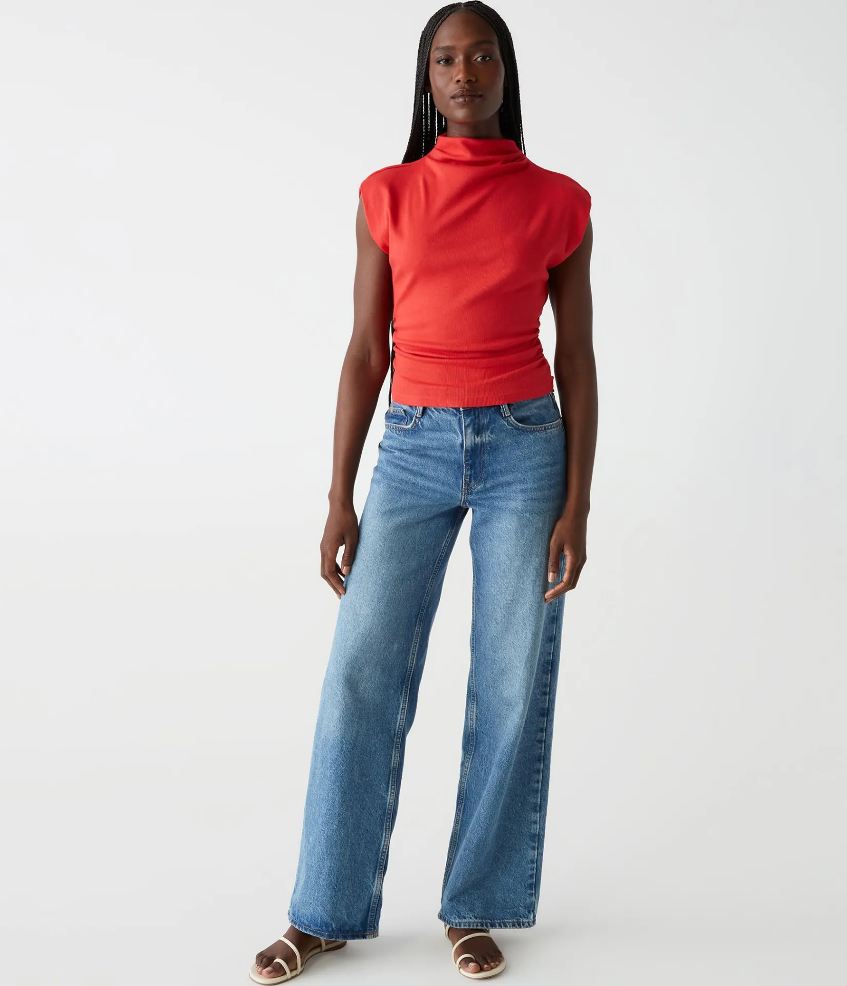 amara_power_shoulder_tee_69.webp Michael Stars Amara Power Shoulder Tee- Tops, Blouses & Shirts | T-Shirts
