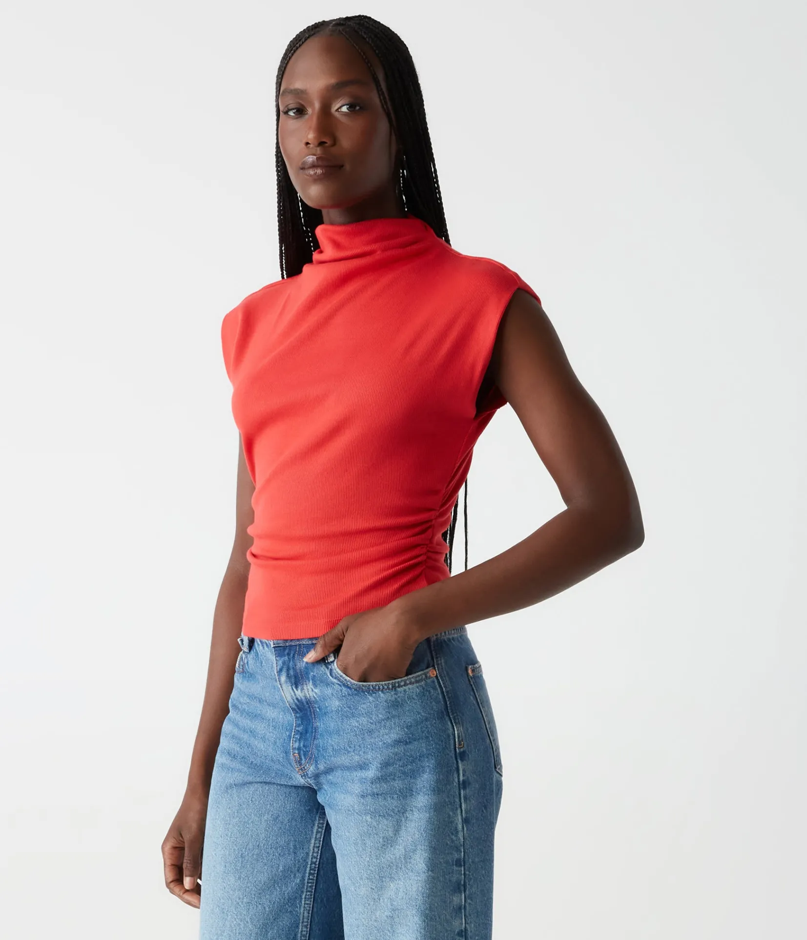 amara_power_shoulder_tee_70.webp Michael Stars Amara Power Shoulder Tee- Tops, Blouses & Shirts | T-Shirts