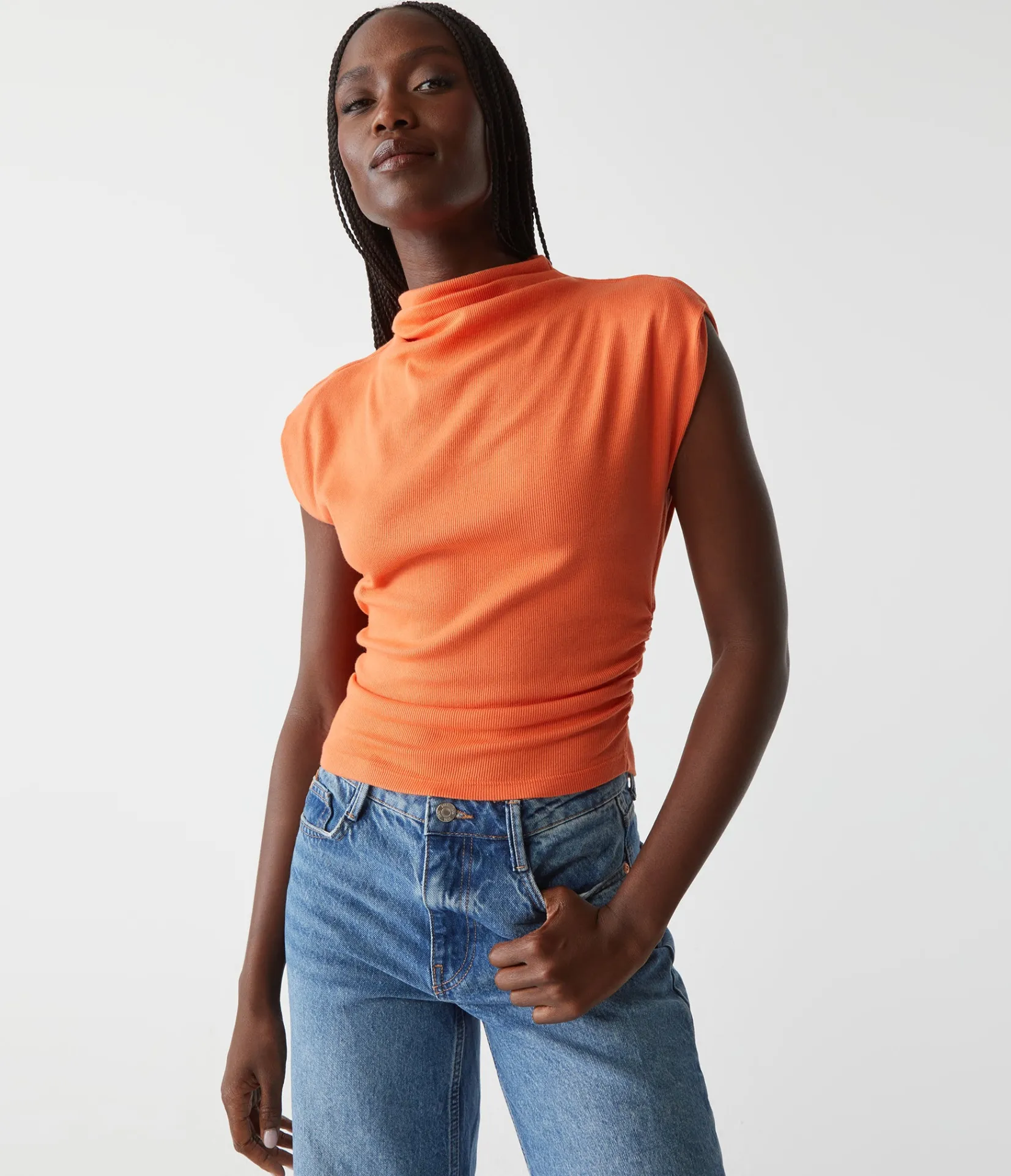 amara_power_shoulder_tee_76.webp Michael Stars Amara Power Shoulder Tee- Tops, Blouses & Shirts | T-Shirts