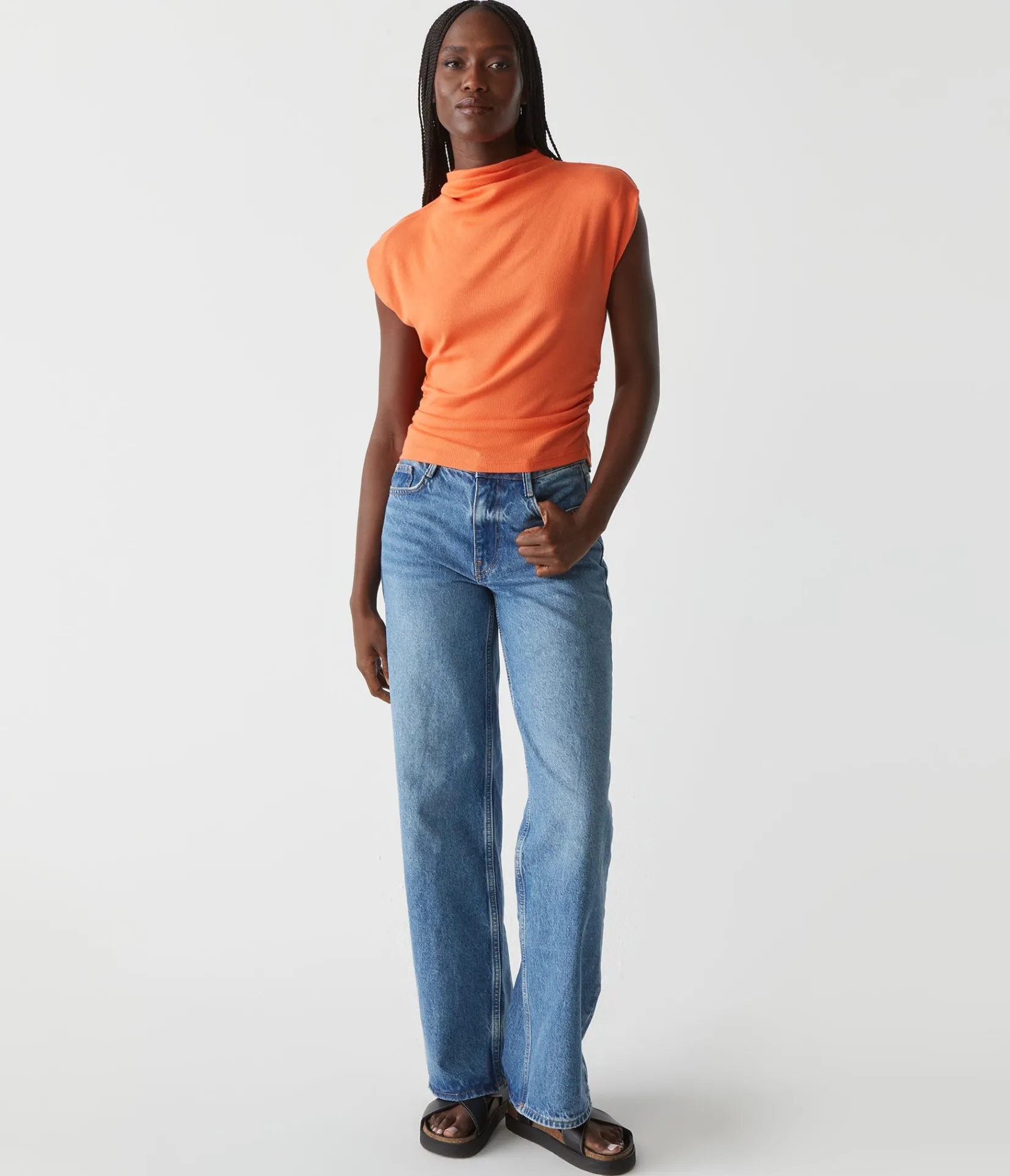 amara_power_shoulder_tee_77.webp Michael Stars Amara Power Shoulder Tee- Tops, Blouses & Shirts | T-Shirts