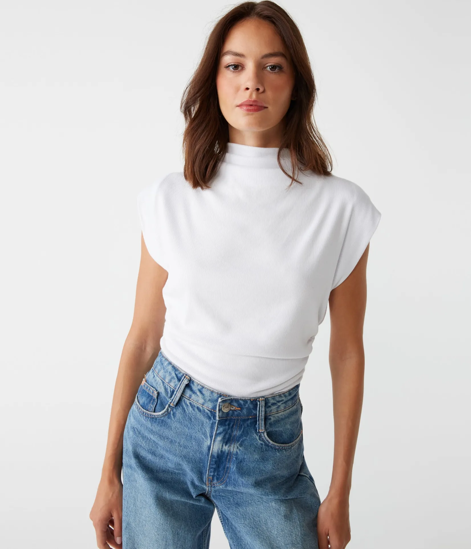 amara_power_shoulder_tee_8.webp Michael Stars Amara Power Shoulder Tee- Tops, Blouses & Shirts | T-Shirts