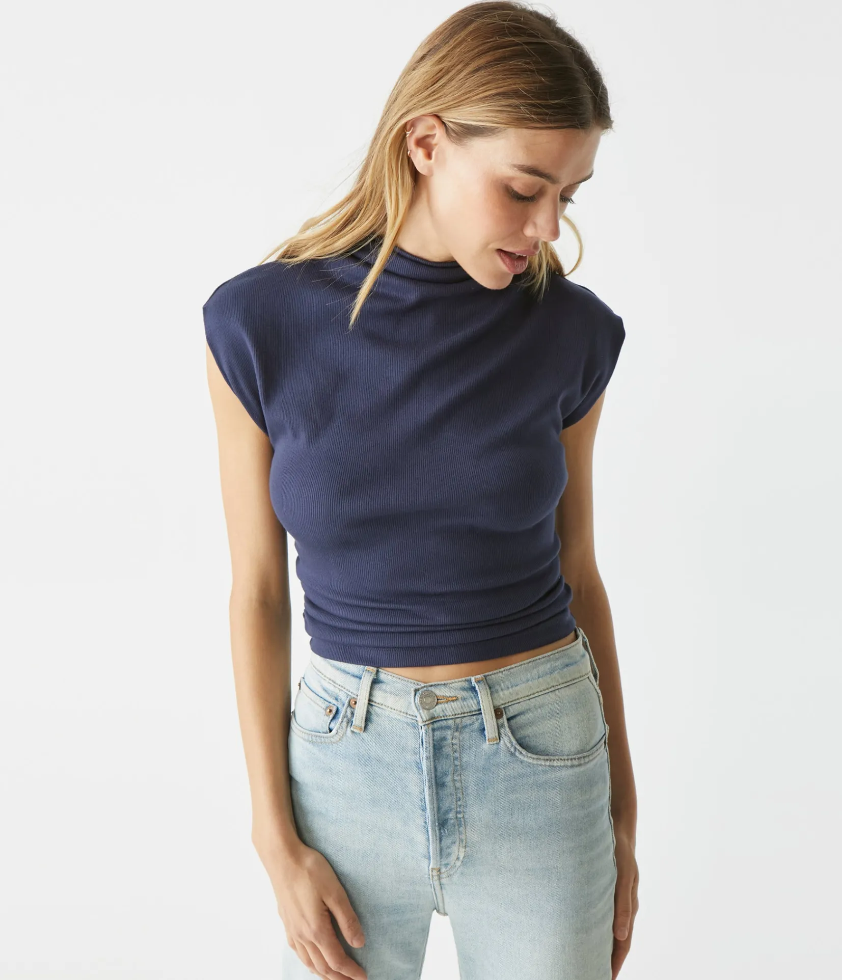 amara_power_shoulder_tee_80.webp Michael Stars Amara Power Shoulder Tee- Tops, Blouses & Shirts | T-Shirts