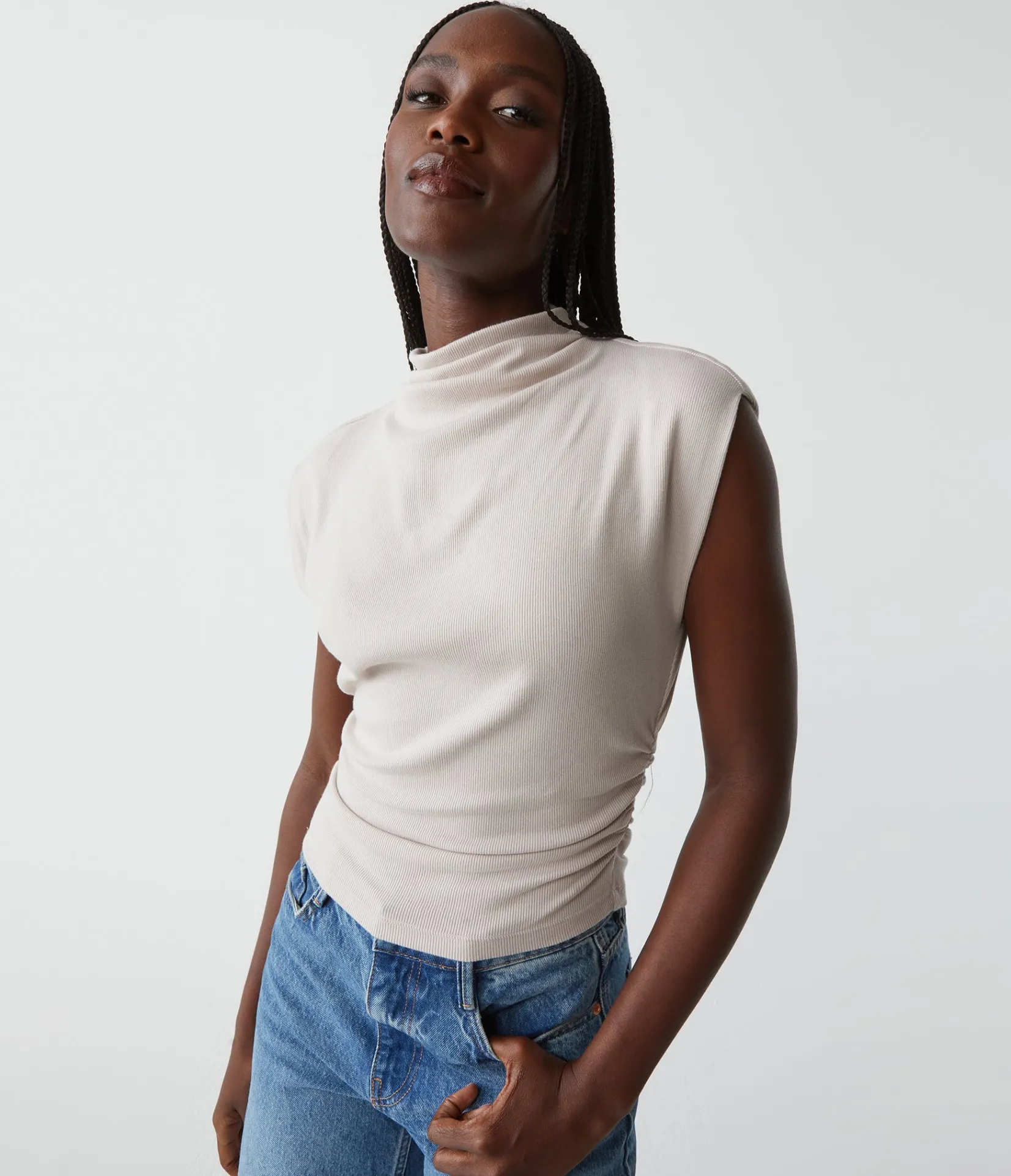 amara_power_shoulder_tee_88.webp Michael Stars Amara Power Shoulder Tee- Tops, Blouses & Shirts | T-Shirts