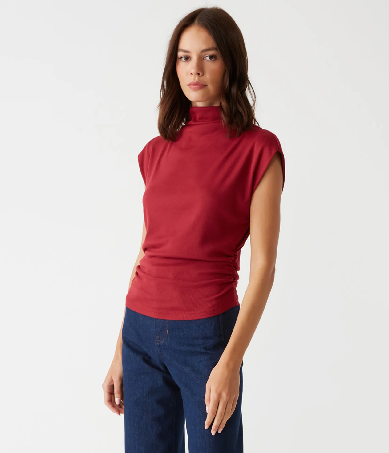 amara_power_shoulder_tee_94.webp Michael Stars Amara Power Shoulder Tee- Tops, Blouses & Shirts | T-Shirts