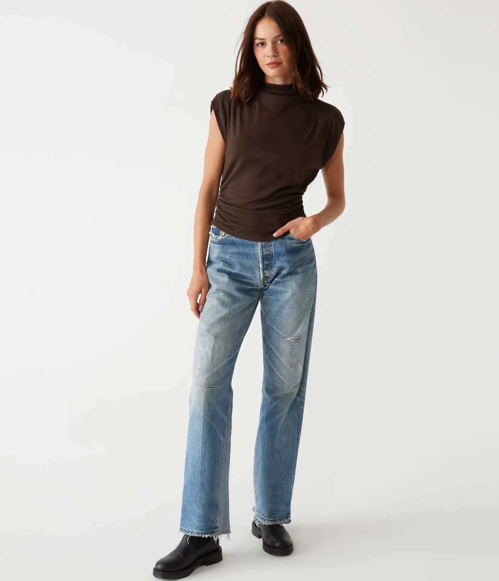 amara_power_shoulder_tee_97.webp Michael Stars Amara Power Shoulder Tee- Tops, Blouses & Shirts | T-Shirts