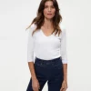 Michael Stars Angelina Shine V-Neck Tee- T-Shirts | Shine T-Shirts