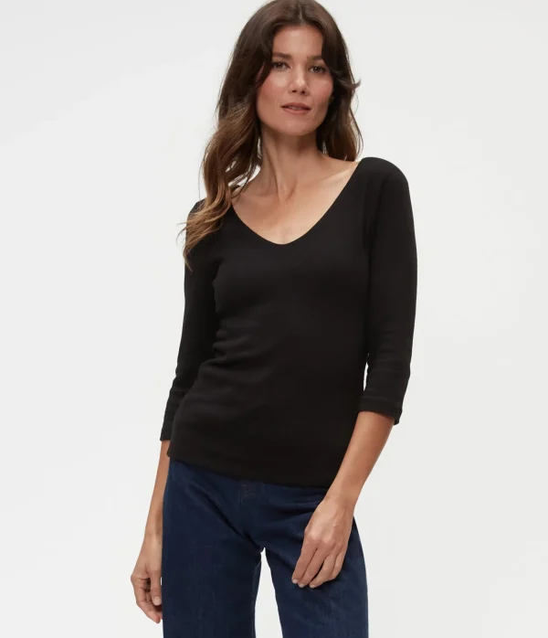 Michael Stars Angelina Shine V-Neck Tee- T-Shirts | Shine T-Shirts