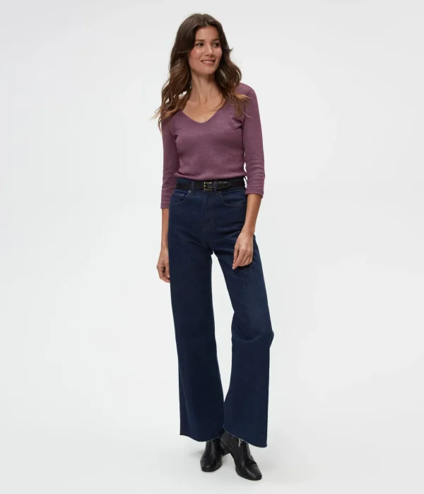 Michael Stars Angelina Shine V-Neck Tee- T-Shirts | Shine T-Shirts