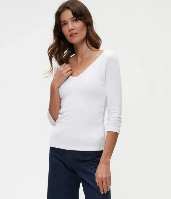 Michael Stars Angelina Shine V-Neck Tee- T-Shirts | Shine T-Shirts