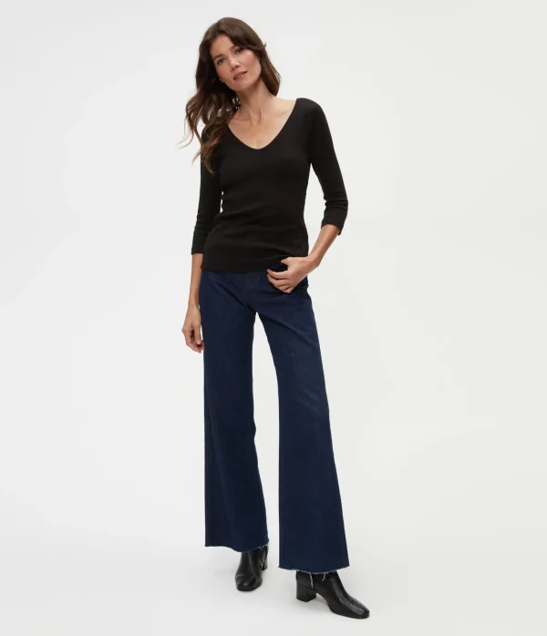 Michael Stars Angelina Shine V-Neck Tee- T-Shirts | Shine T-Shirts