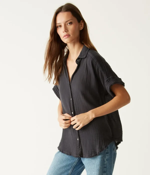 Michael Stars Bailey Gauze Button Down Shirt- Tops, Blouses & Shirts