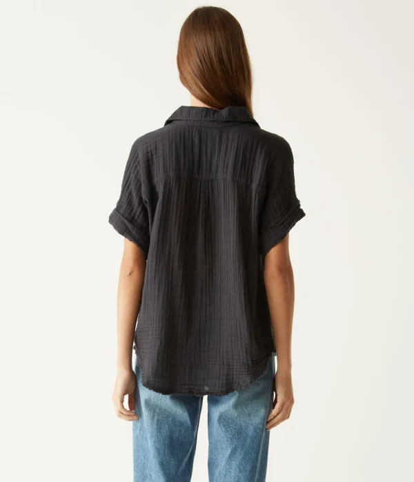 Michael Stars Bailey Gauze Button Down Shirt- Tops, Blouses & Shirts