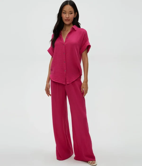 Michael Stars Bailey Gauze Button Down Shirt- Tops, Blouses & Shirts