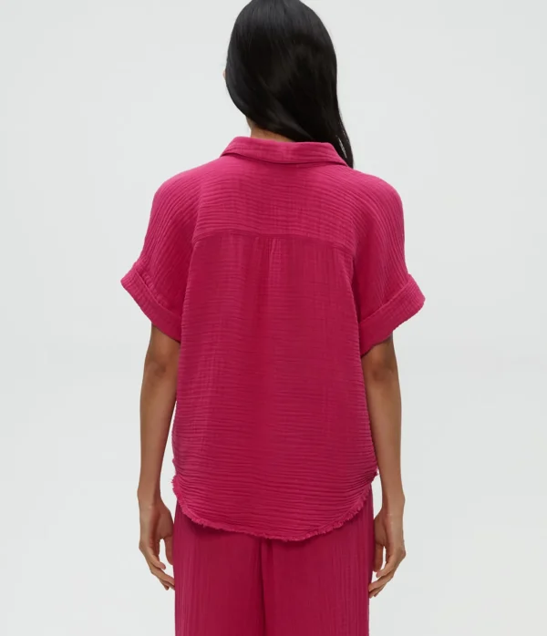 Michael Stars Bailey Gauze Button Down Shirt- Tops, Blouses & Shirts