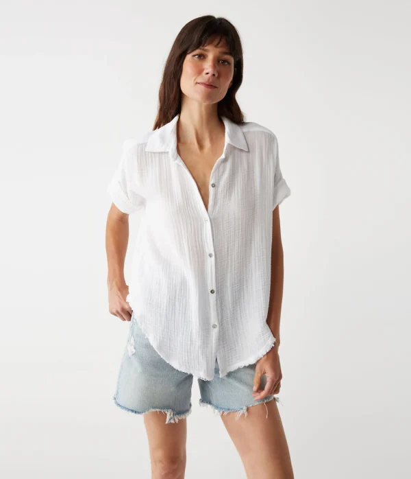 Michael Stars Bailey Gauze Button Down Shirt- Tops, Blouses & Shirts
