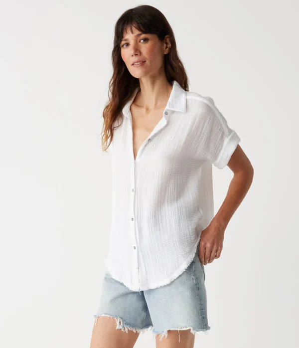 Michael Stars Bailey Gauze Button Down Shirt- Tops, Blouses & Shirts