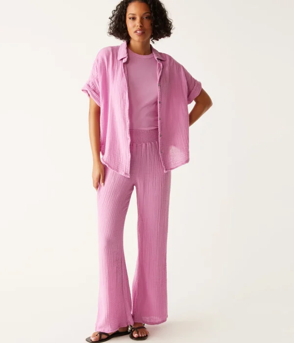 Michael Stars Bailey Gauze Button Down Shirt- Tops, Blouses & Shirts