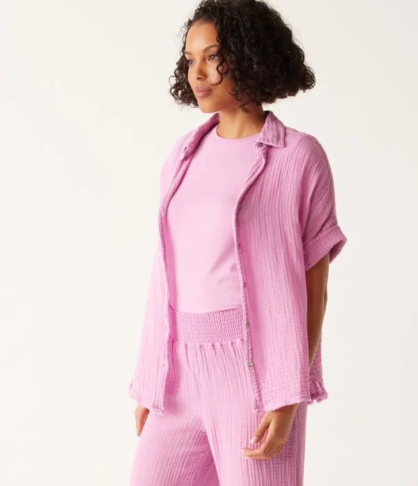 Michael Stars Bailey Gauze Button Down Shirt- Tops, Blouses & Shirts