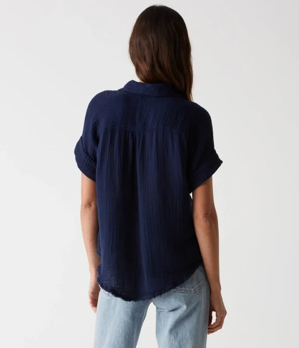 Michael Stars Bailey Gauze Button Down Shirt- Tops, Blouses & Shirts