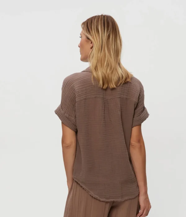 Michael Stars Bailey Gauze Button Down Shirt- Tops, Blouses & Shirts
