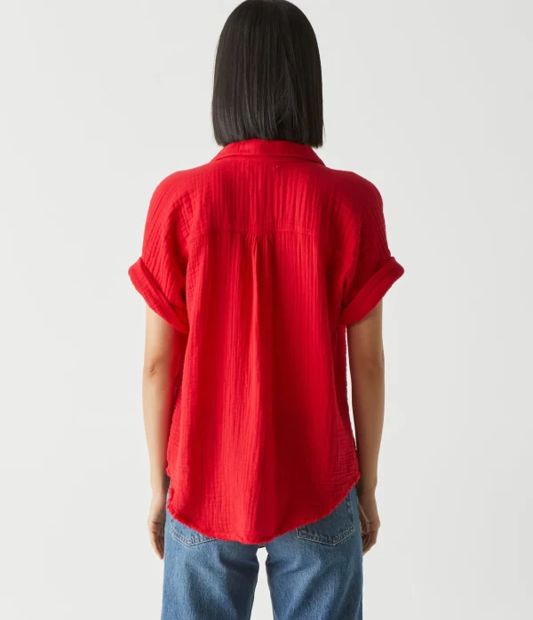 Michael Stars Bailey Gauze Button Down Shirt- Tops, Blouses & Shirts