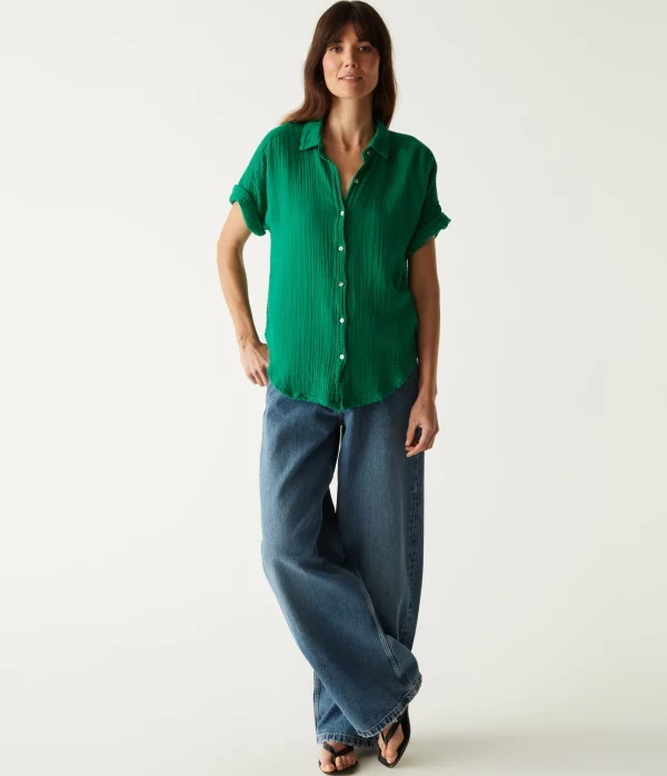 Michael Stars Bailey Gauze Button Down Shirt- Tops, Blouses & Shirts