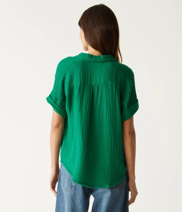 Michael Stars Bailey Gauze Button Down Shirt- Tops, Blouses & Shirts