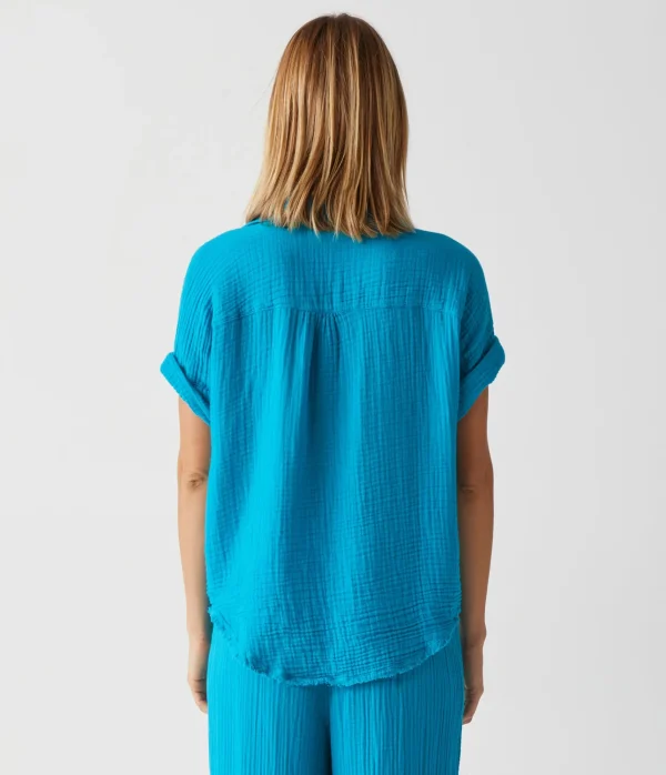 Michael Stars Bailey Gauze Button Down Shirt- Tops, Blouses & Shirts