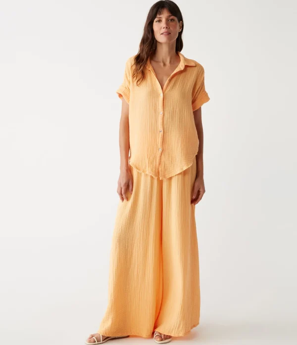 Michael Stars Bailey Gauze Button Down Shirt- Tops, Blouses & Shirts