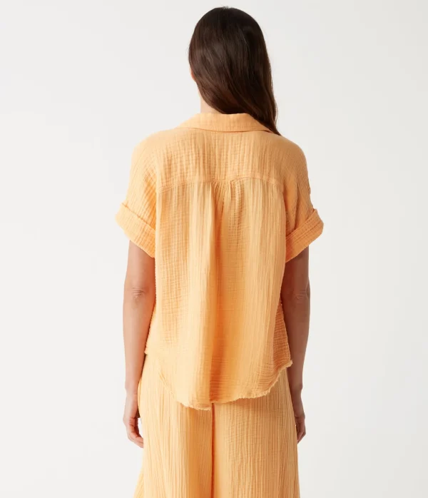 Michael Stars Bailey Gauze Button Down Shirt- Tops, Blouses & Shirts