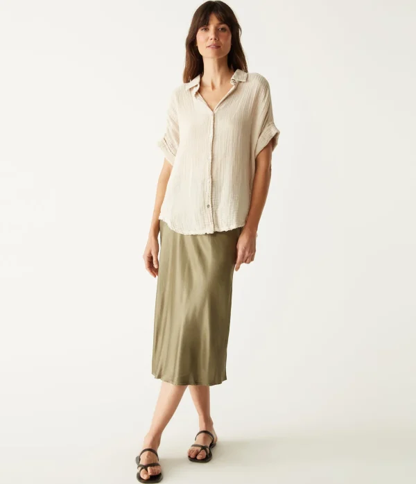 Michael Stars Bailey Gauze Button Down Shirt- Tops, Blouses & Shirts