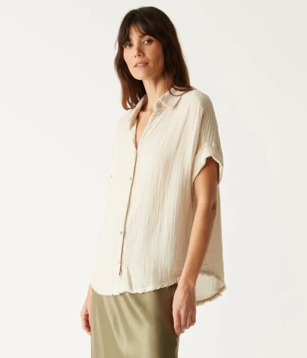 Michael Stars Bailey Gauze Button Down Shirt- Tops, Blouses & Shirts