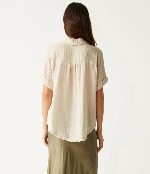 Michael Stars Bailey Gauze Button Down Shirt- Tops, Blouses & Shirts