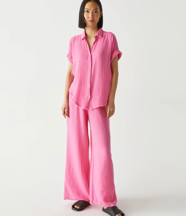 Michael Stars Bailey Gauze Button Down Shirt- Tops, Blouses & Shirts