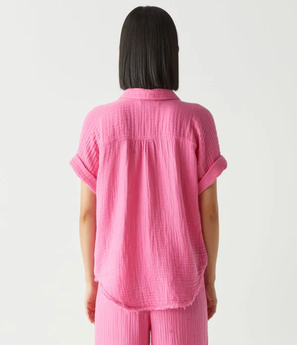 Michael Stars Bailey Gauze Button Down Shirt- Tops, Blouses & Shirts