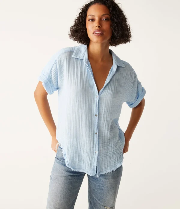 Michael Stars Bailey Gauze Button Down Shirt- Tops, Blouses & Shirts
