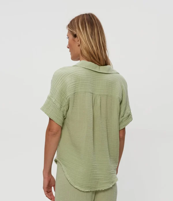 Michael Stars Bailey Gauze Button Down Shirt- Tops, Blouses & Shirts