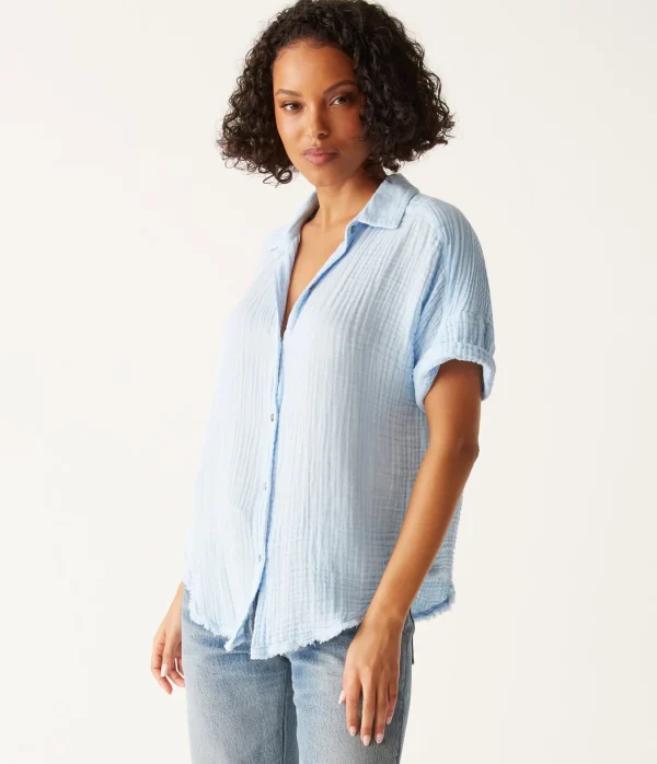Michael Stars Bailey Gauze Button Down Shirt- Tops, Blouses & Shirts