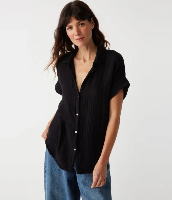 Michael Stars Bailey Gauze Button Down Shirt- Tops, Blouses & Shirts