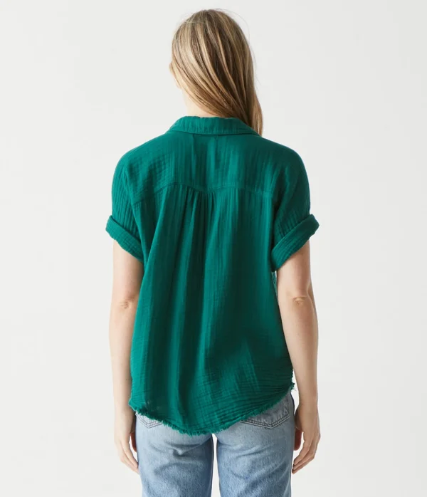Michael Stars Bailey Gauze Button Down Shirt- Tops, Blouses & Shirts