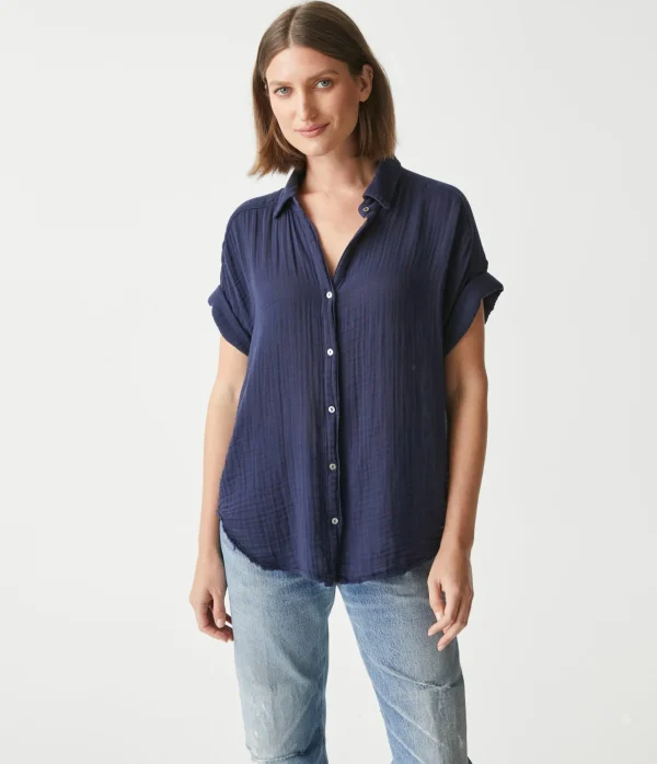 Michael Stars Bailey Gauze Button Down Shirt- Tops, Blouses & Shirts