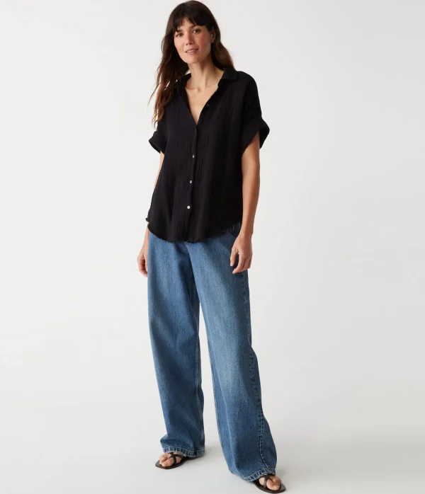 Michael Stars Bailey Gauze Button Down Shirt- Tops, Blouses & Shirts